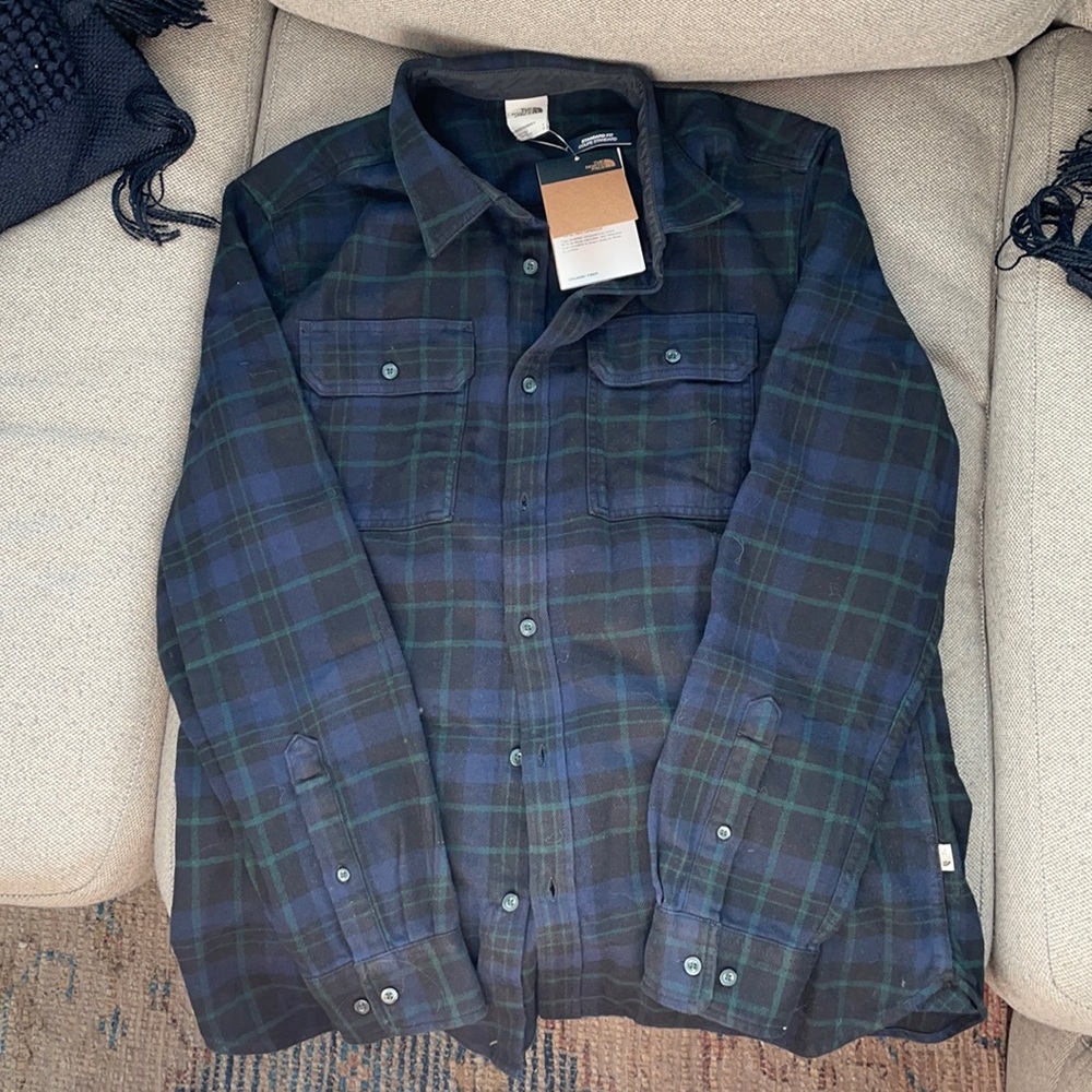 The North Face dark navy/green flannel